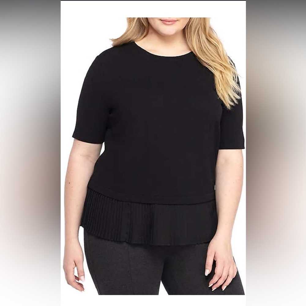 NWT THE LIMITED Womens Plus Size Elbow Sleeve Pleated Hem Top 2X